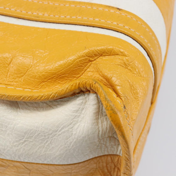 Balenciaga Bazaar Shopper Bag Leather 2way Yellow Silver 443096 Auth 207110A