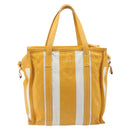 Balenciaga Bazaar Shopper Bag Leather 2way Yellow Silver 443096 Auth 207110A-2