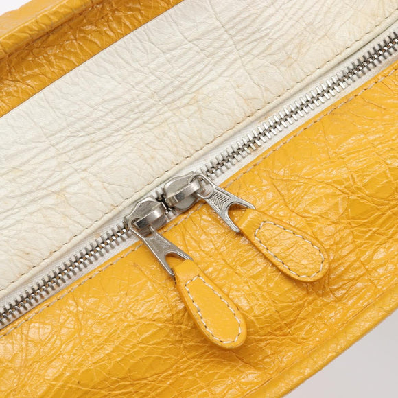 Balenciaga Bazaar Shopper Bag Leather 2way Yellow Silver 443096 Auth 207110A