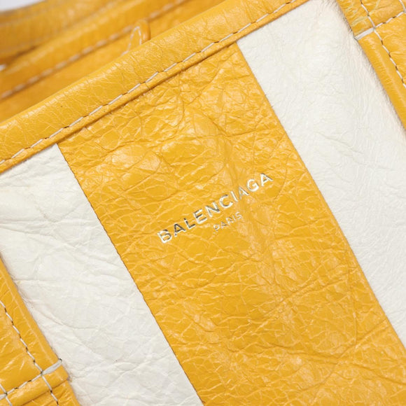 Balenciaga Bazaar Shopper Bag Leather 2way Yellow Silver 443096 Auth 207110A