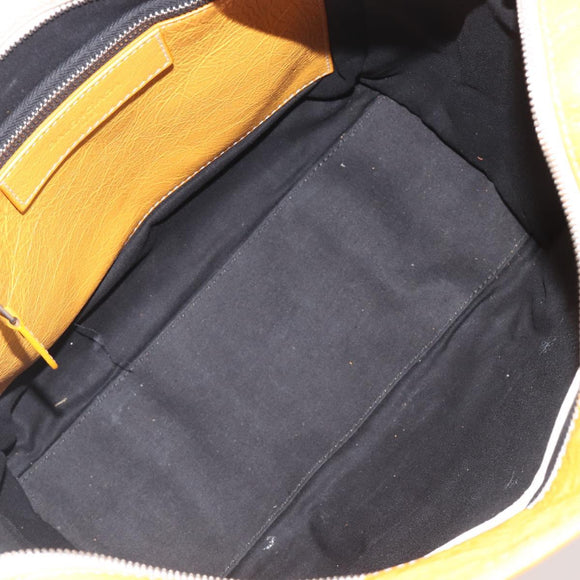 Balenciaga Bazaar Shopper Bag Leather 2way Yellow Silver 443096 Auth 207110A