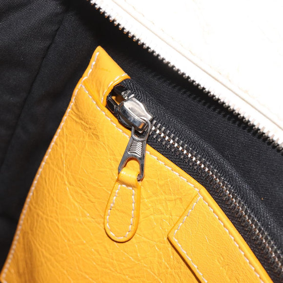 Balenciaga Bazaar Shopper Bag Leather 2way Yellow Silver 443096 Auth 207110A