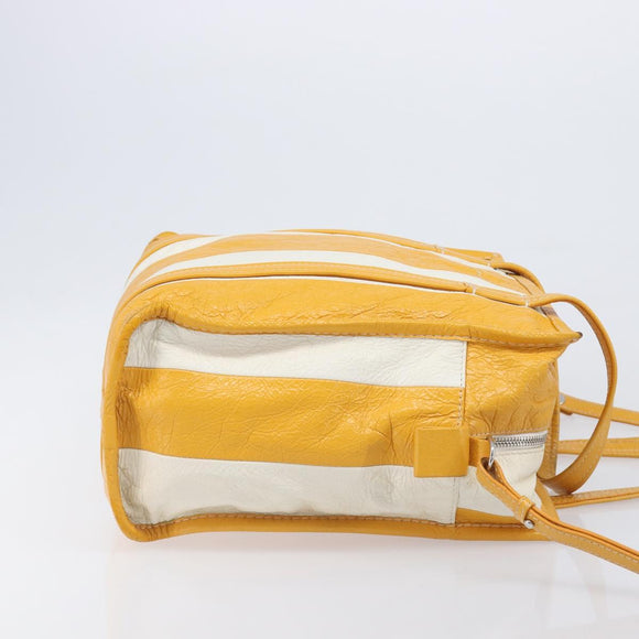 Balenciaga Bazaar Shopper Bag Leather 2way Yellow Silver 443096 Auth 207110A