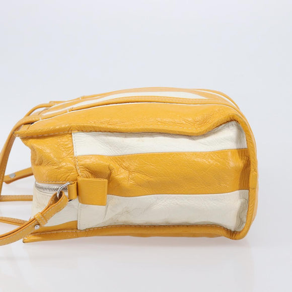 Balenciaga Bazaar Shopper Bag Leather 2way Yellow Silver 443096 Auth 207110A