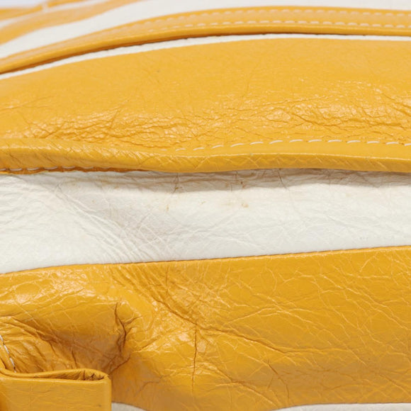 Balenciaga Bazaar Shopper Bag Leather 2way Yellow Silver 443096 Auth 207110A