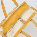 Balenciaga Bazaar Shopper Bag Leather 2way Yellow Silver 443096 Auth 207110A-7