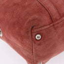 PRADA Tote Bag Suede Silver Pink Auth 207111A-15