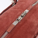 PRADA Tote Bag Suede Silver Pink Auth 207111A-21