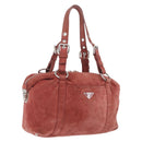 PRADA Tote Bag Suede Silver Pink Auth 207111A-1