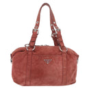 PRADA Tote Bag Suede Silver Pink Auth 207111A-13