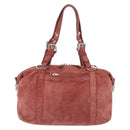 PRADA Tote Bag Suede Silver Pink Auth 207111A-2