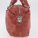 PRADA Tote Bag Suede Silver Pink Auth 207111A-4