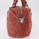 PRADA Tote Bag Suede Silver Pink Auth 207111A-5