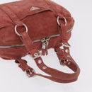 PRADA Tote Bag Suede Silver Pink Auth 207111A-8
