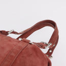 PRADA Tote Bag Suede Silver Pink Auth 207111A-14