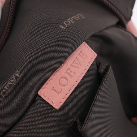 LOEWE Hand Bag Leather Pink Silver Auth 207112A