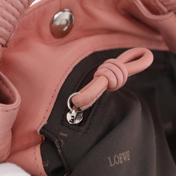 LOEWE Hand Bag Leather Pink Silver Auth 207112A