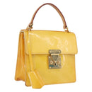 LOUIS VUITTON Monogram Vernis Spring Street Bag Lime Yellow M91068 Auth 207113-1