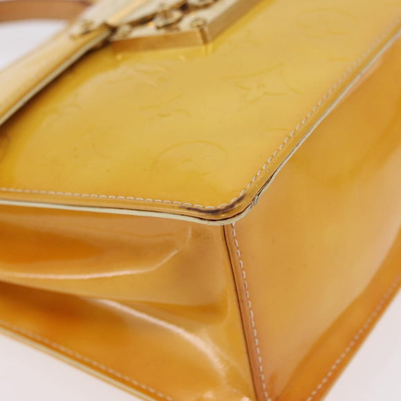 LOUIS VUITTON Monogram Vernis Spring Street Bag Lime Yellow M91068 Auth 207113