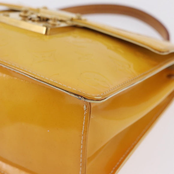 LOUIS VUITTON Monogram Vernis Spring Street Bag Lime Yellow M91068 Auth 207113