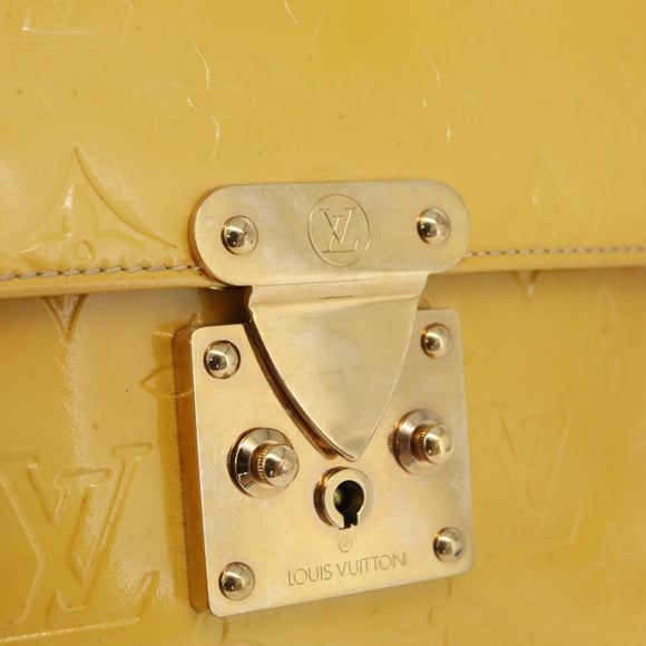 LOUIS VUITTON Monogram Vernis Spring Street Bag Lime Yellow M91068 Auth 207113