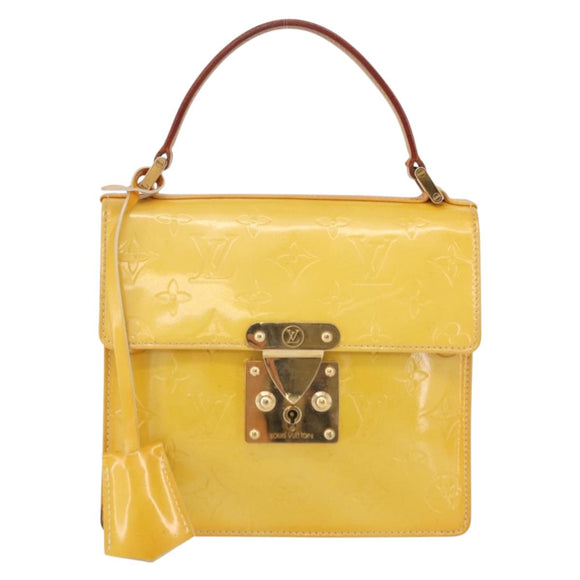 LOUIS VUITTON Monogram Vernis Spring Street Bag Lime Yellow M91068 Auth 207113