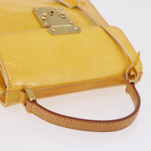 LOUIS VUITTON Monogram Vernis Spring Street Bag Lime Yellow M91068 Auth 207113