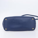 PRADA Galleria Hand Bag Saffiano 2way Blue Gold Auth 207119A-12