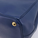 PRADA Galleria Hand Bag Saffiano 2way Blue Gold Auth 207119A-15