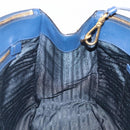 PRADA Galleria Hand Bag Saffiano 2way Blue Gold Auth 207119A-23