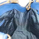 PRADA Galleria Hand Bag Saffiano 2way Blue Gold Auth 207119A-24