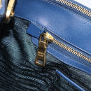 PRADA Galleria Hand Bag Saffiano 2way Blue Gold Auth 207119A-25