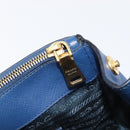PRADA Galleria Hand Bag Saffiano 2way Blue Gold Auth 207119A-28
