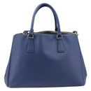 PRADA Galleria Hand Bag Saffiano 2way Blue Gold Auth 207119A-3