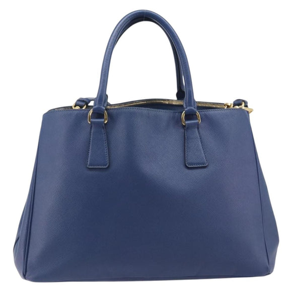 PRADA Galleria Hand Bag Saffiano 2way Blue Gold Auth 207119A
