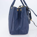 PRADA Galleria Hand Bag Saffiano 2way Blue Gold Auth 207119A-5