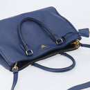 PRADA Galleria Hand Bag Saffiano 2way Blue Gold Auth 207119A-6