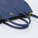 PRADA Galleria Hand Bag Saffiano 2way Blue Gold Auth 207119A-7