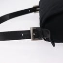 FENDI Mamma Baguette Shoulder Bag Cotton jersey Black Silver Auth 207120-10