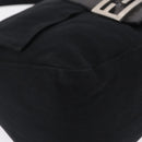 FENDI Mamma Baguette Shoulder Bag Cotton jersey Black Silver Auth 207120-12