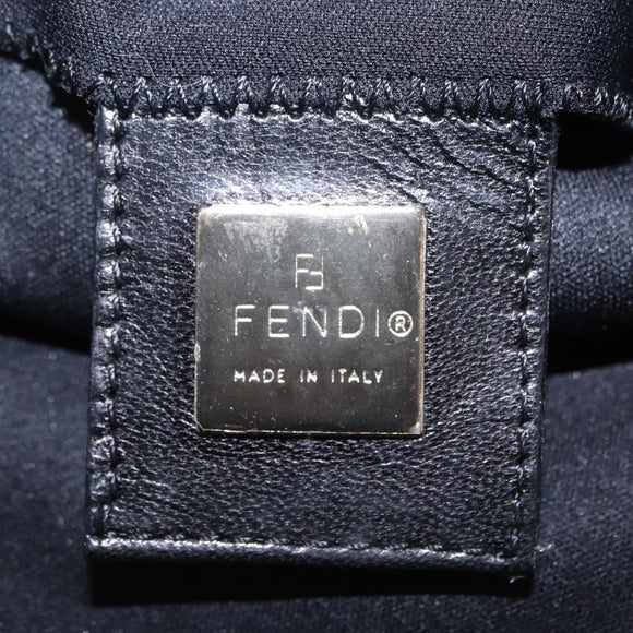 FENDI Mamma Baguette Shoulder Bag Cotton jersey Black Silver Auth 207120