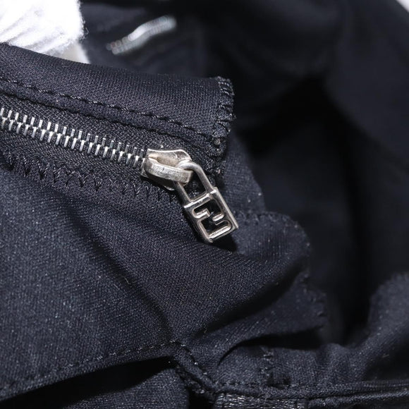 FENDI Mamma Baguette Shoulder Bag Cotton jersey Black Silver Auth 207120