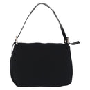 FENDI Mamma Baguette Shoulder Bag Cotton jersey Black Silver Auth 207120-3