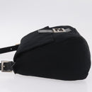 FENDI Mamma Baguette Shoulder Bag Cotton jersey Black Silver Auth 207120-5