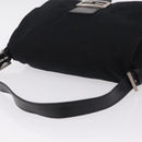 FENDI Mamma Baguette Shoulder Bag Cotton jersey Black Silver Auth 207120-6
