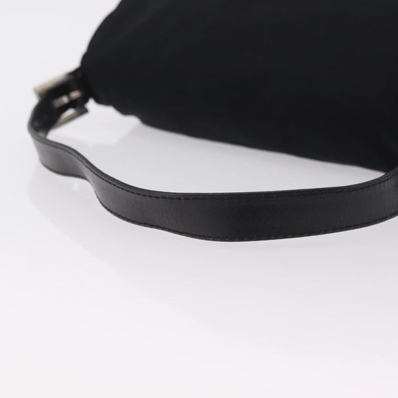 FENDI Mamma Baguette Shoulder Bag Cotton jersey Black Silver Auth 207120