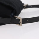 FENDI Mamma Baguette Shoulder Bag Cotton jersey Black Silver Auth 207120-9