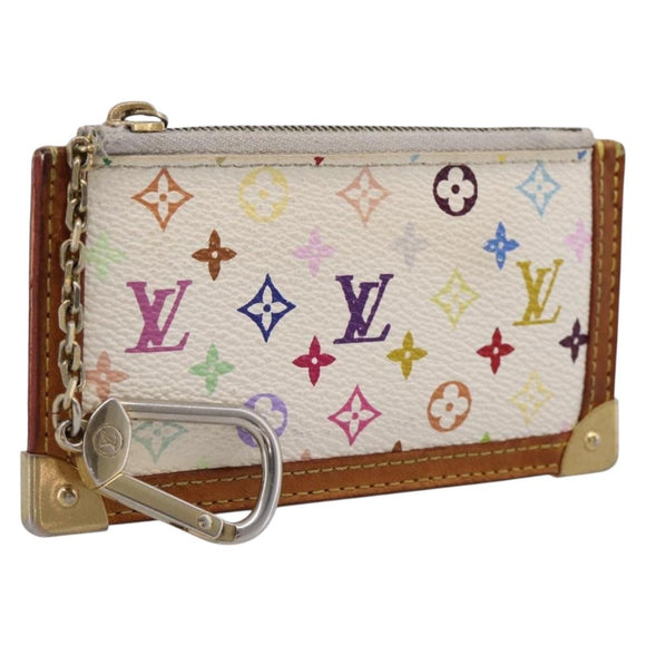 LOUIS VUITTON Monogram Multicolor Pochette Cles Purse White M92655 Auth 207127