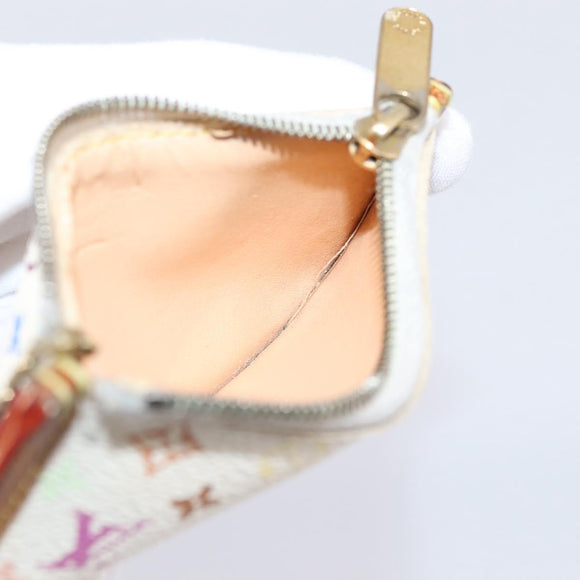 LOUIS VUITTON Monogram Multicolor Pochette Cles Purse White M92655 Auth 207127