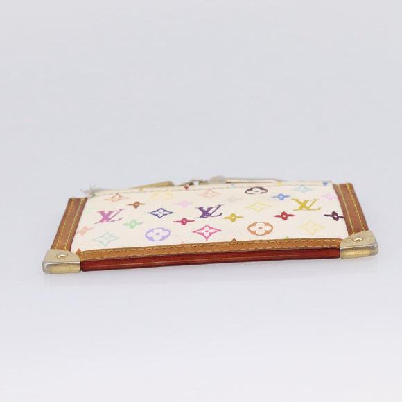 LOUIS VUITTON Monogram Multicolor Pochette Cles Purse White M92655 Auth 207127